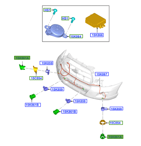 KOSZYK CZUJNIKA PARKOWANIA R/L SKRAJNY TRANSIT 14- _ 1815769 _ BK3T-15C850-AA