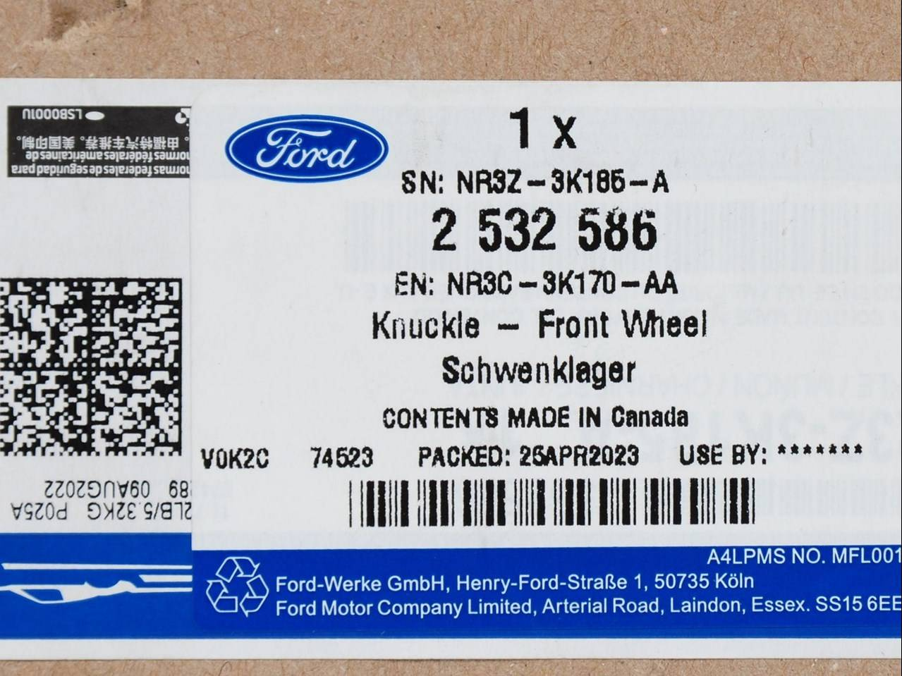 ZWROTNICA PRAWA PRZÓD MUSTANG 2021-23 _ 2532586 _ NR3C-3K170-AA _ NR3Z-3K185-A