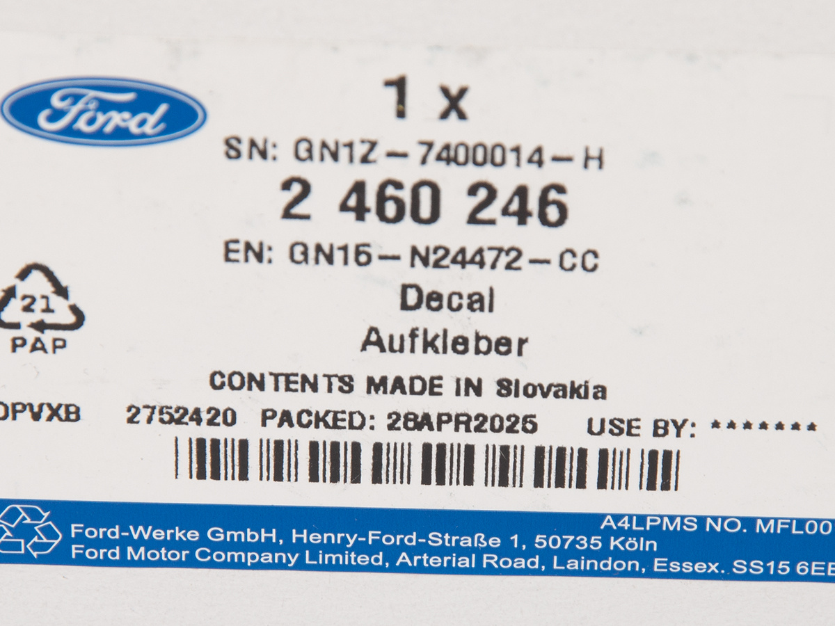 NAKLEJKA PRAWA DRZWI PRZÓD ECOSPORT 13- 17- MATOWA _ 2460246 _ GN15-N24472-CC _ CN1Z-7400014-A