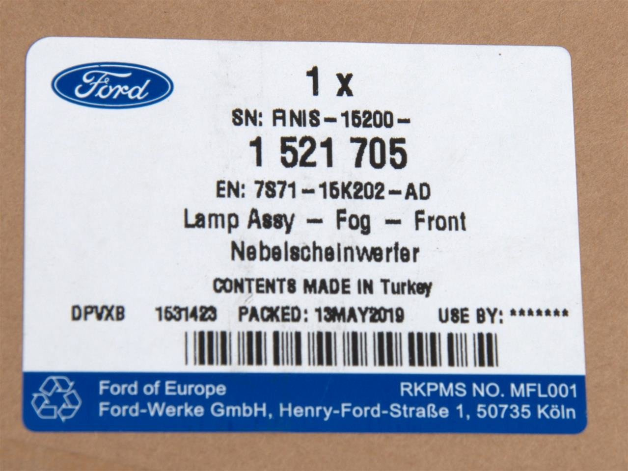 LAMPA PRZECIWMGIELNA LEWA MONDEO MK4 2007-10 _ 1521705 _ 7S71-15K202-AD