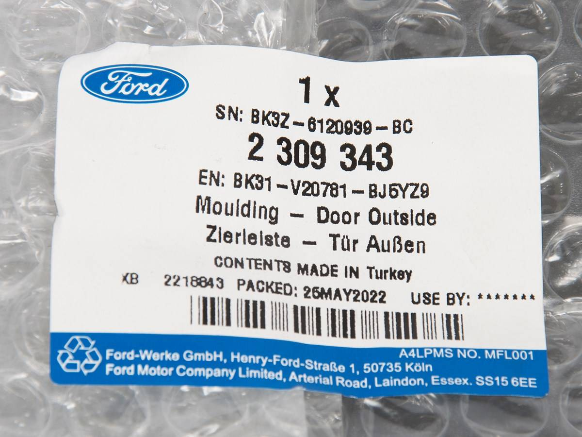 LISTWA LEWA DRZWI PRZÓD FORD TRANSIT 19- OE _ 2309343 _ BK31-V20781-BJ5YZ9