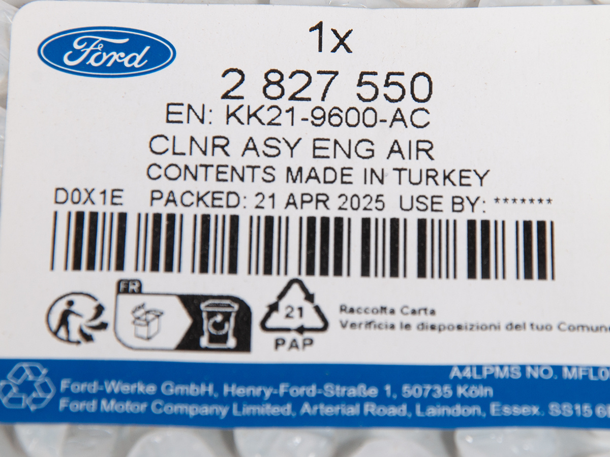 FILTR POWIETRZA KPL FORD TRANSIT 19- CUSTOM 19- _ 2827550_ KK21-9600-AC