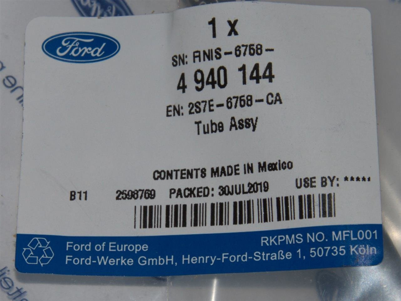 PRZEWÓD LEWY FILTRA POWIETRZA 3.0L DURATEC SE EF MONDEO _ 4940144 _ 2S7E-6758-CA