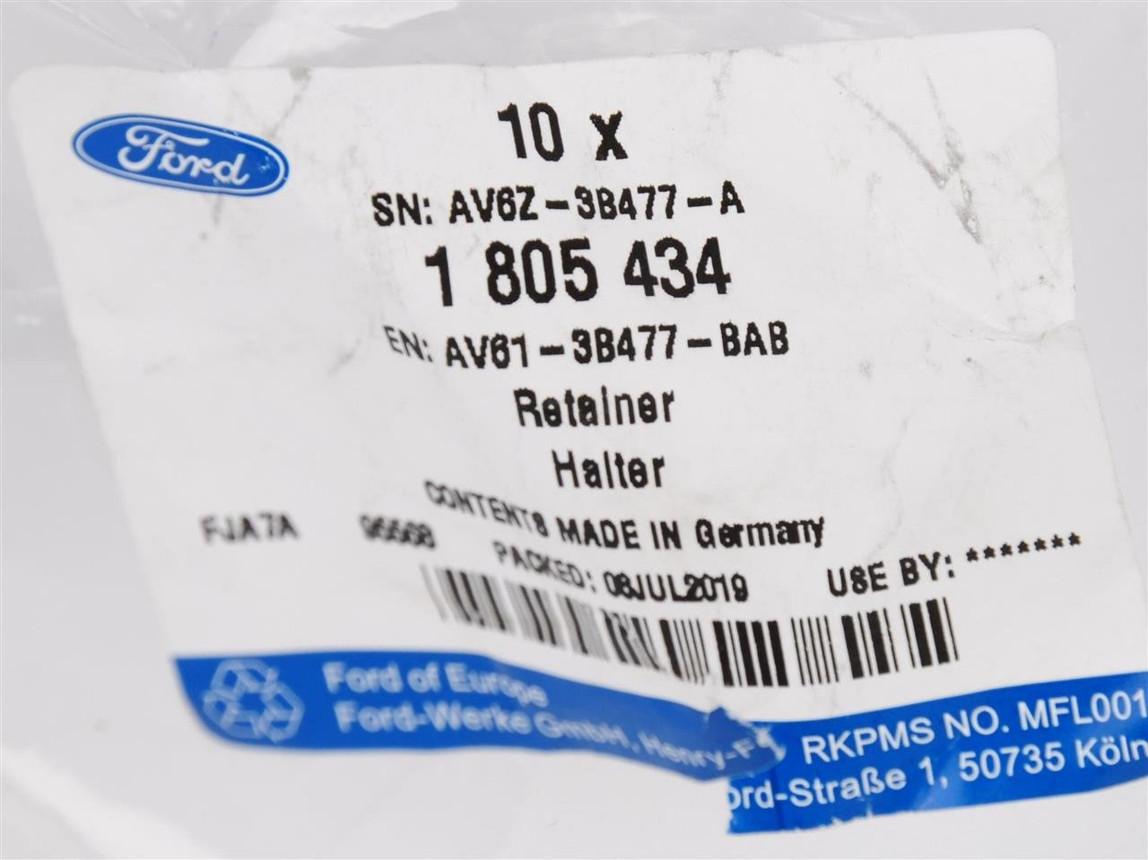 NAKRĘTKA M22 X 1.5 MM PIASTY KOŁA PRZEDNIEGO FORD _ 1805434 _ AV61-3B477-BAB _ AV6Z-3B477-A