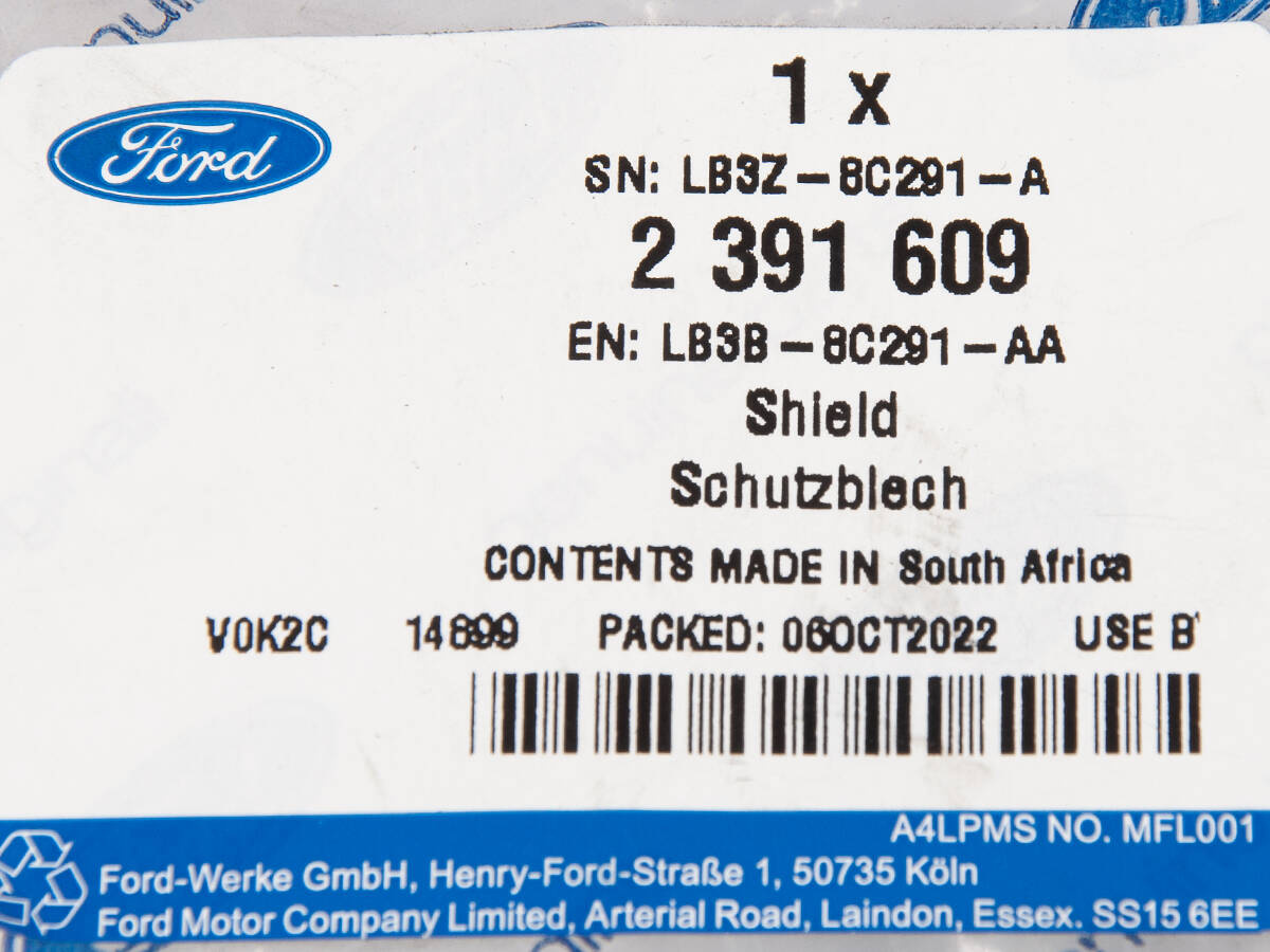 NAKŁADKA PASA PRZEDNIEGO RANGER 21- FORD OE _ 2391609 _ LB3B-8C291-AA