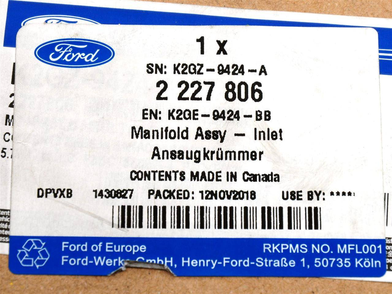 KOLEKTOR DOLOTOWY 2,0 EB EDGE 18- KUGA 20- _ 2437262 _ K2GE-9424-BC _ K2GZ-9424-A