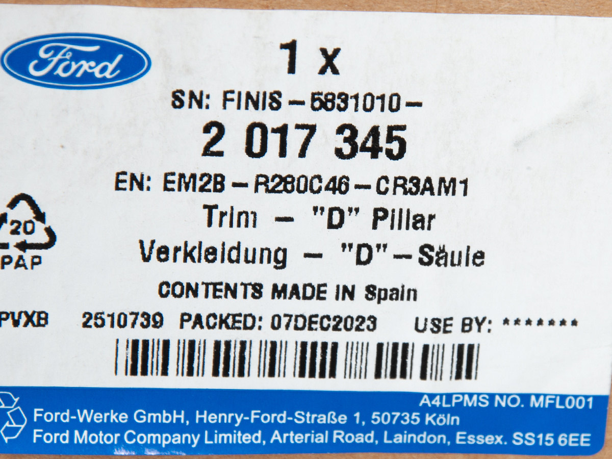 LISTWA WEWN PRAWA SŁUPKA "D" S-MAX 15- FORD OE _ 2017345 _ EM2B-R280C46-CR3AM1 _ GTU_07