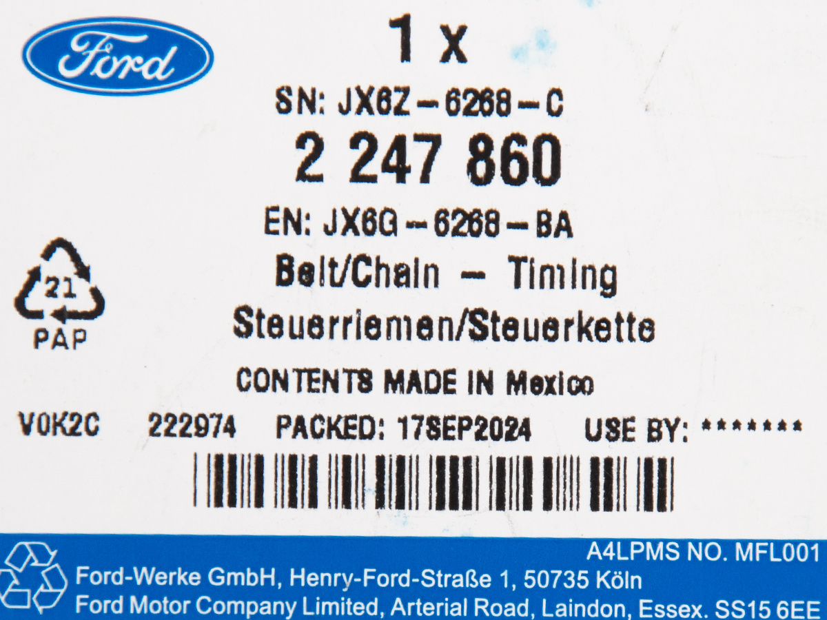 ŁAŃCUCH ROZRZĄDU KUGA 20- PUMA 20- FIESTA 19- OE _ 2247860 _ JX6G-6268-BA _ JX6Z-6268-C