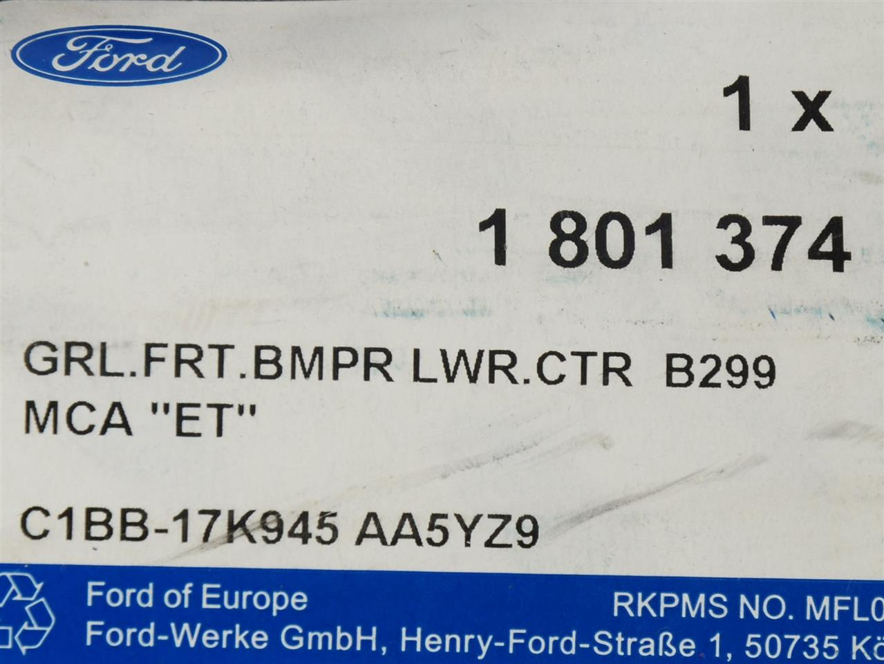 KRATKA DOLNA GRILL ZDERZAKA PRZÓD FIESTA 2012- _ 1801374 _ C1BB-17K945-AA5YZ9 _ GTU_07