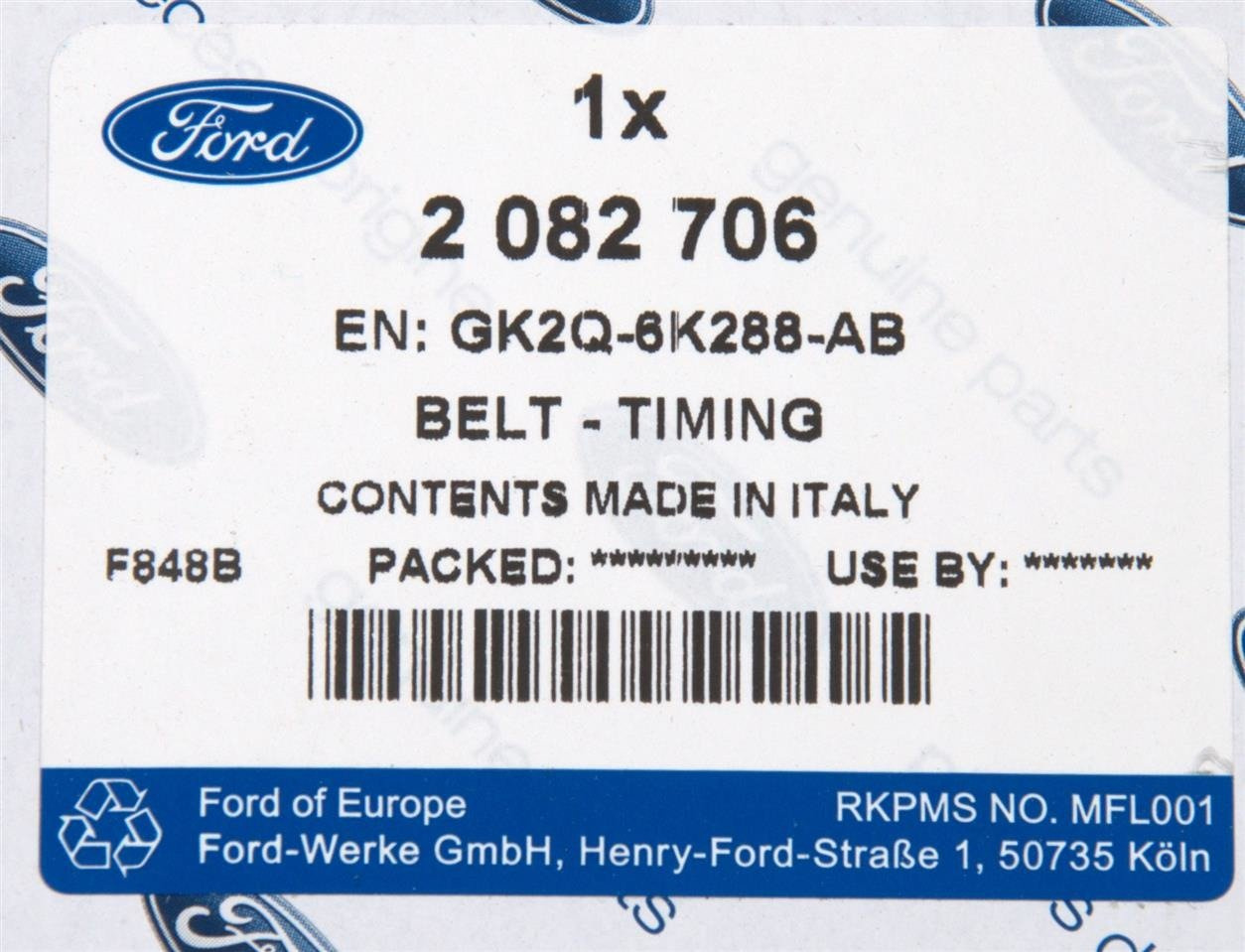 PASEK ROZRZĄDU CUSTOM TRANSIT 14- /19- 2,0 DIESEL _ 2580919 _ HG9Q-6K288-AA