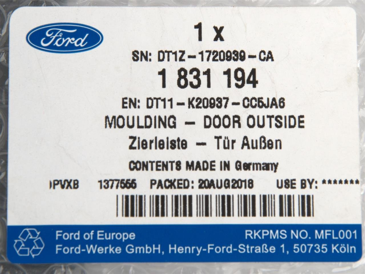 LISTWA DRZWI LEWY TYŁ TRANSIT/TOURNEO CONNECT 2013- _ 1831194 _ DT11-K20937-CC5JA6 _ DT1Z-1720939-CA _ GTU_07