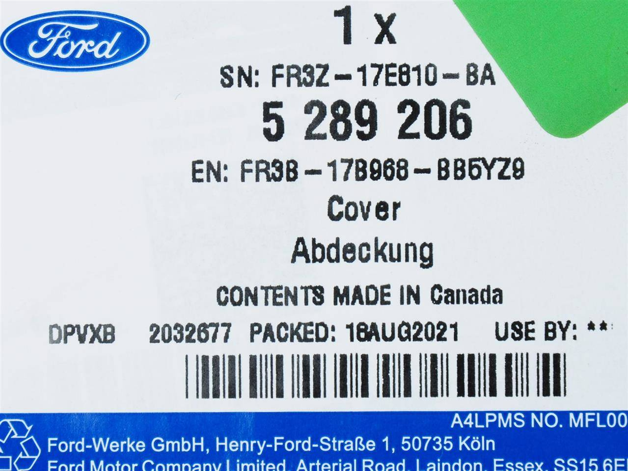 RAMKA KRATKA HALOGENU PRAWA MUSTANG 2015-2017 _ 5289206 _ FR3B-17B968-BB5YZ9 _ FR3Z-17E810-BA