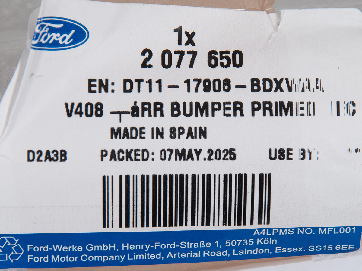 ZDERZAK TYŁ TRANSIT/TOURNEO CONNECT 14-18 / ZDERZ, TYLNY TW.SZT.W KOL. NADWOZIA _ 2077650 _ DT11-17906-BDXWAA _ GTU_07