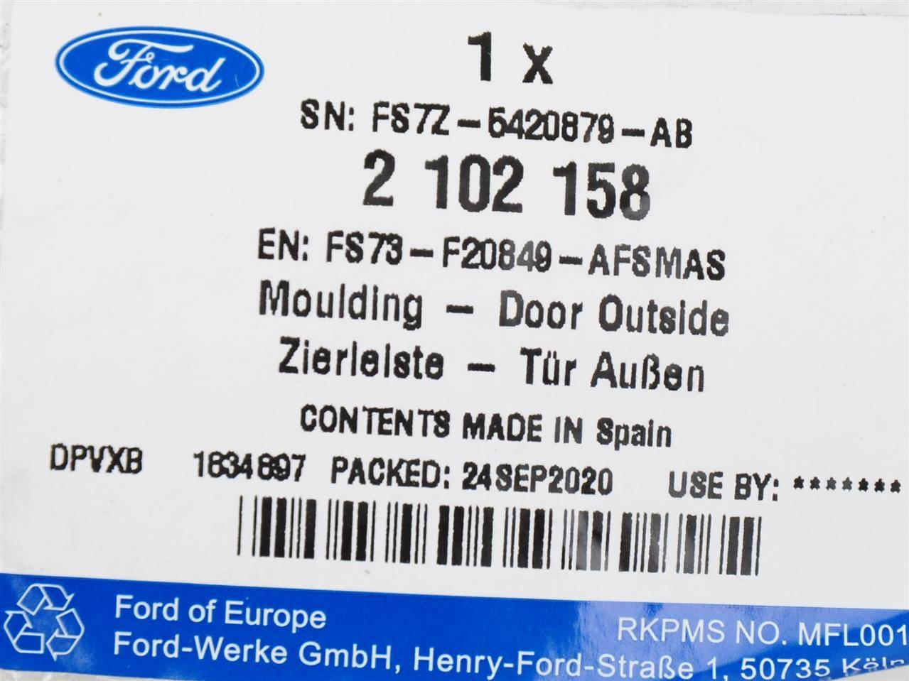 LISTWA LEWA DRZWI PRZÓD MONDEO 16- CHROM _ 2102158 _ FS73-F20849-AFSMAS