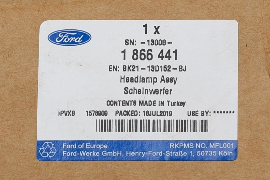 REFLEKTOR PRAWY PRZÓD TRANSIT / TOURNEO CUSTOM 2012 _ 1866441 _ BK21-13D152-BJ