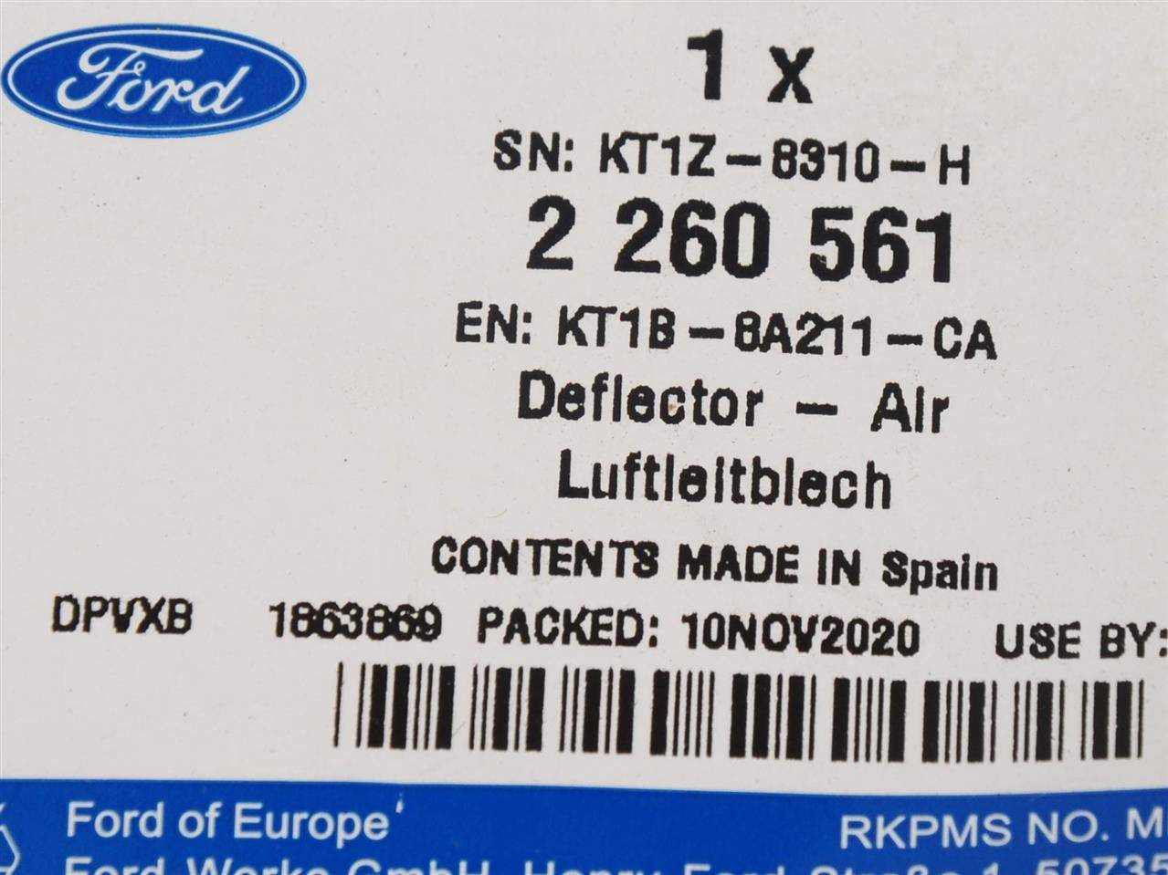 KIEROWNICA POWIETRZA PRAWA CONNECT 18- FORD OE_ 2260561 _ KT1B-8A211-CA _ GTU_07