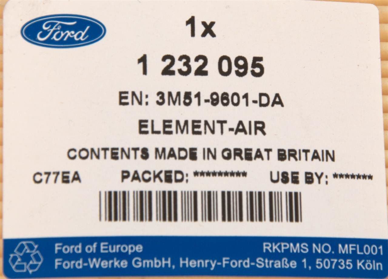 FILTR POWIETRZA FORD FOCUS 2004-08 1,6 DIESEL _ 1232095 _ 3M51-9601-DA