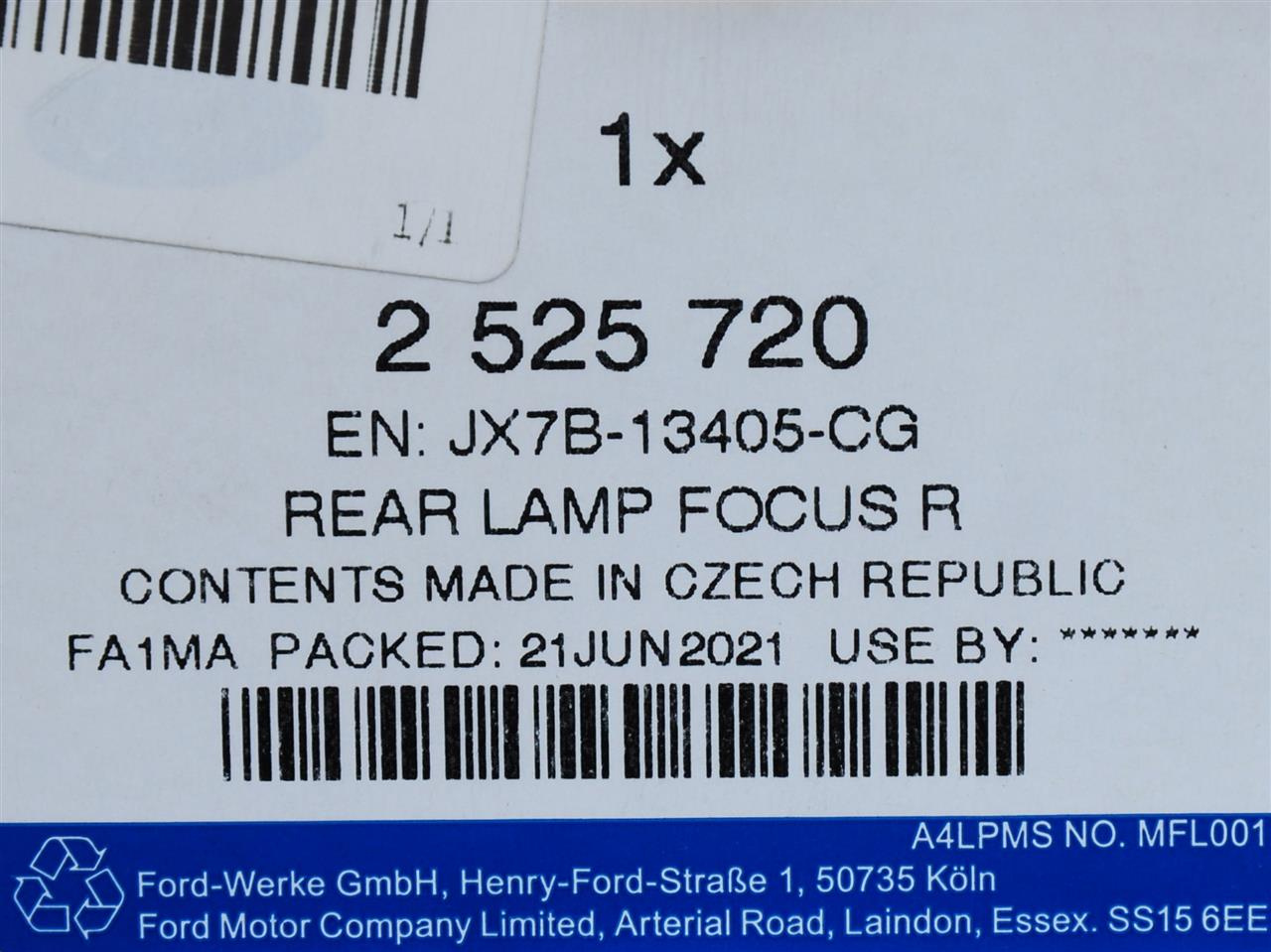 LAMPA LEWA TYŁ FOCUS 18- W BŁOTNIK_ 2525720 _ JX7B-13405-CG