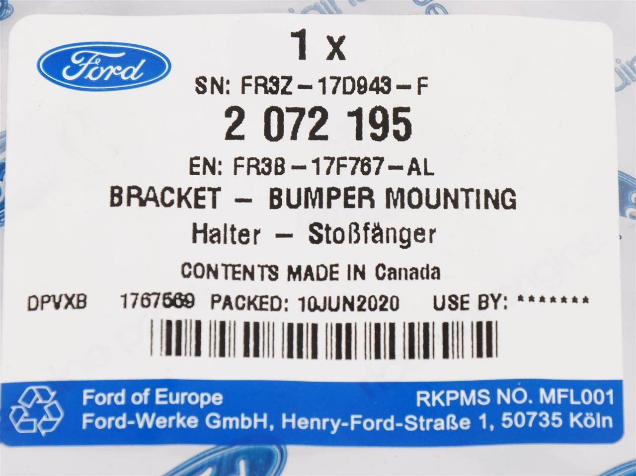 ŚLIZG LEWY ZDERZAKA TYŁ FORD MUSTANG 2015-2017 _ 2072195 _ FR3B-17F767-AL _ FR3Z-17D943-F