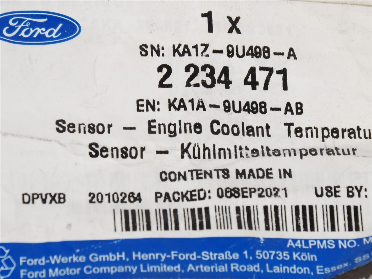 CZUJNIK TEMPERATURY SILNIKA 2.0 EB KUGA 20- EDGE _ 2234471 _ KA1A-9U498-AB _ KA1Z-9U498-A