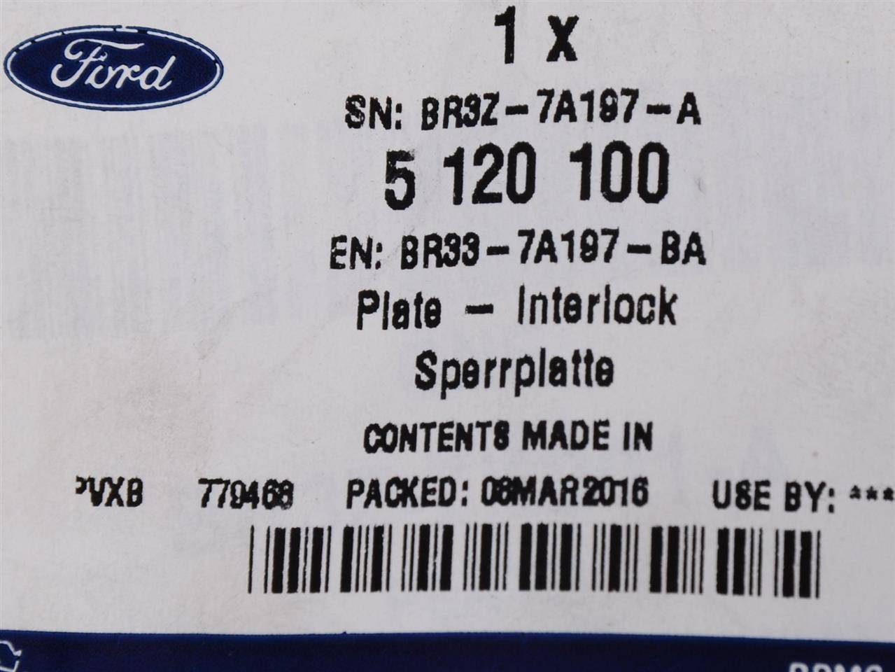 PŁYTKA BLOKUJĄCA WAŁEK SKRZYNI BIEGÓW MUSTANG 15- _ 5120100 _ BR33-7A197-BA _ BR3Z-7K201-A