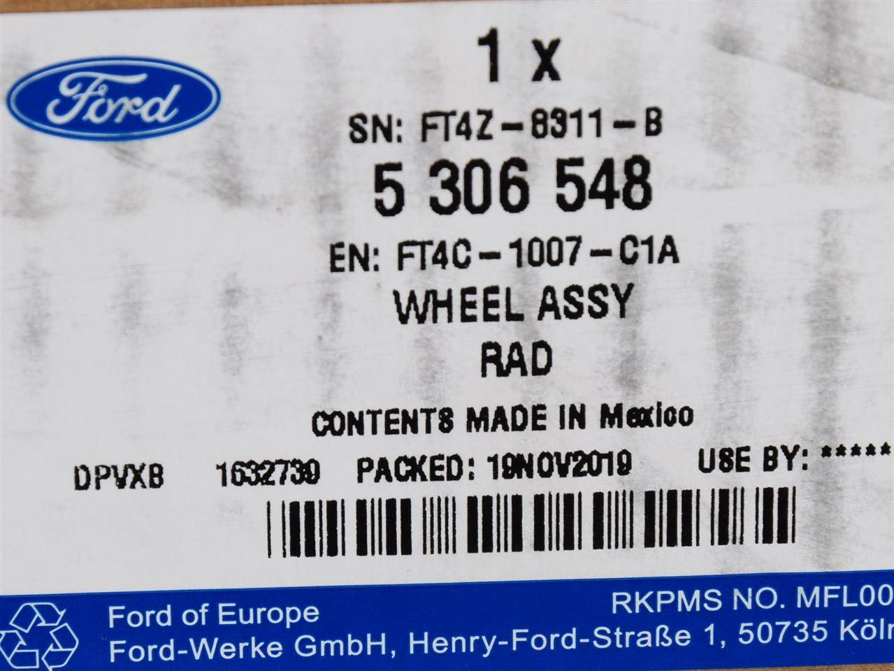 FELGA 8 X 19 EDGE 15- _ 5306548 _ FT4C-1007-C1A _ FT4Z-1007-D _ GTU_07