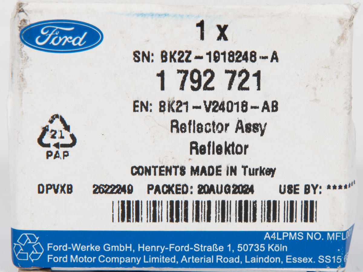 ODBLASK PRAWY DRZWI PRZÓD TRANSIT 14- FORD OE _ 1792721 _ BK21-V24018-AB