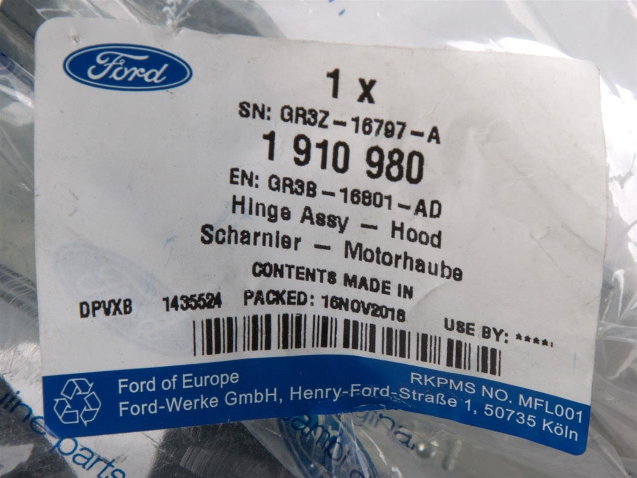 ZAWIAS MASKI LEWY MUSTANG 2015-2017 _ 1910980 _ GR3B-16801-AD _ GR3Z-16797-A