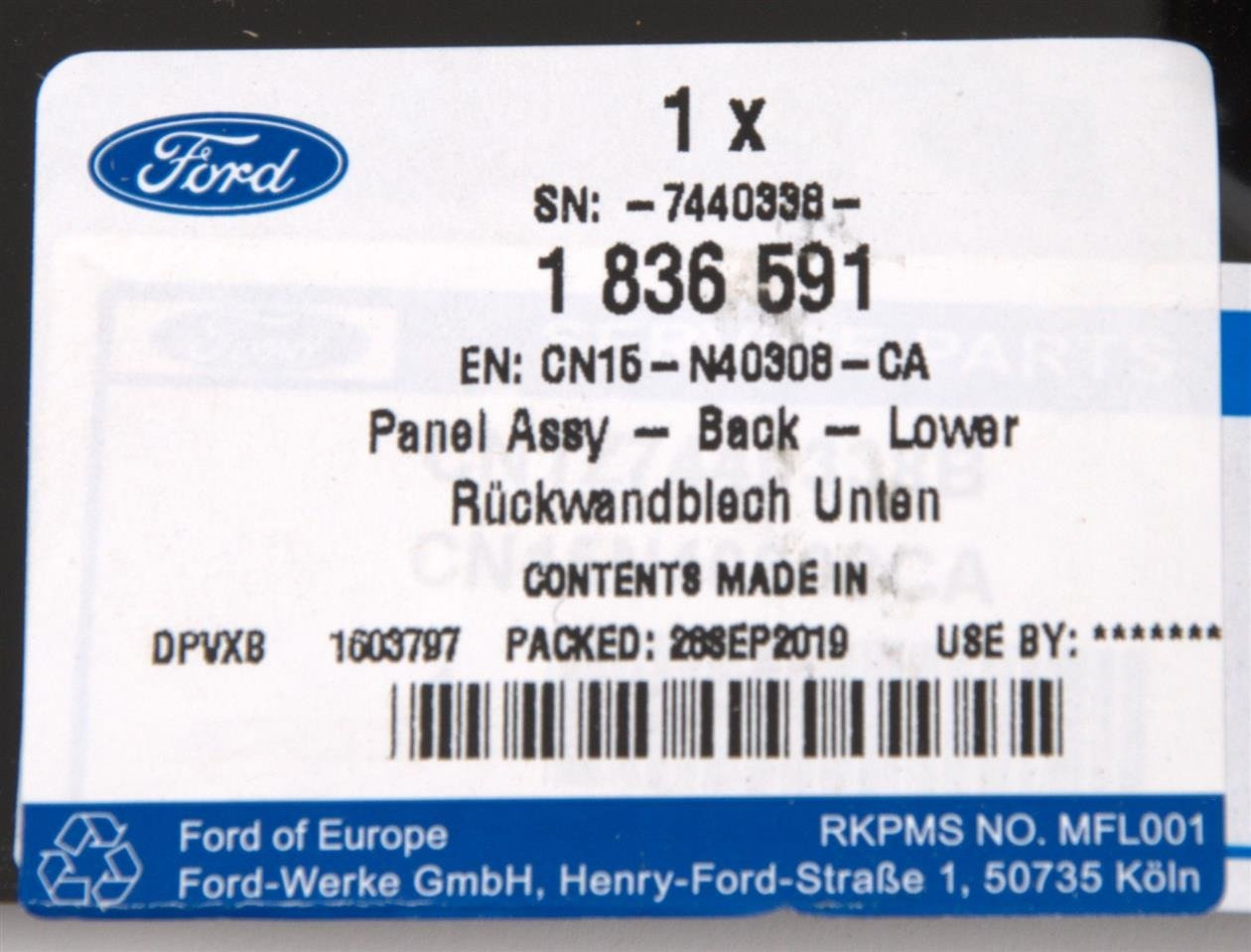 PAS TYLNY WEWNĘTRZNY ECOSPORT 17- _ 1836591 _ CN15-N40308-CA _ CN1Z-7440338-B _ GTU_07