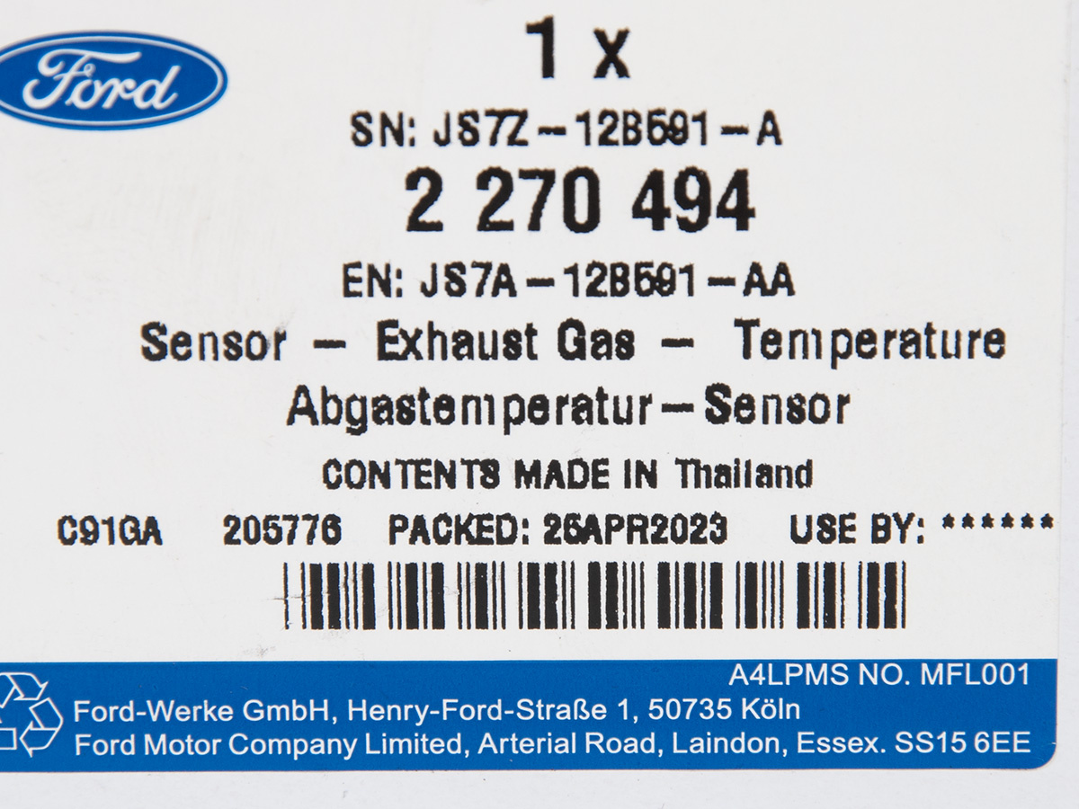 CZUJNIK TEMPERATURY SPALIN S-MAX MONDEO 18- 1.5 EB _ 2270494 _ JS7A-12B591-AA _ GTU_07