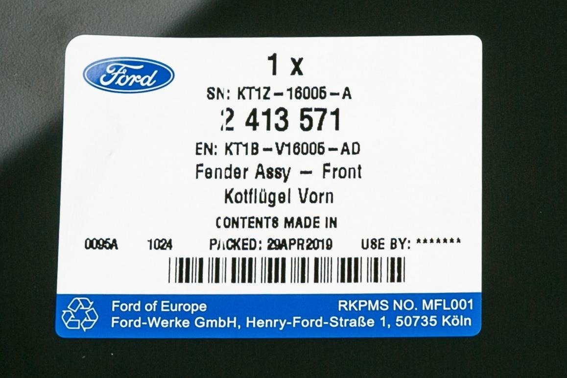 BŁOTNIK PRAWY PRZÓD TRANSIT/TOURNEO CONNECT 2013- _ 2638076 _ KT1B-V16005-AE _ KT1Z-16005-A