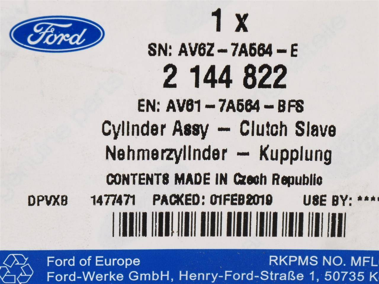 SIŁOWNIK SPRZĘGŁA 1.5 1.6 SOHC DIESEL FOCUS C-MAX _ 2144822 _ AV61-7A564-BFS