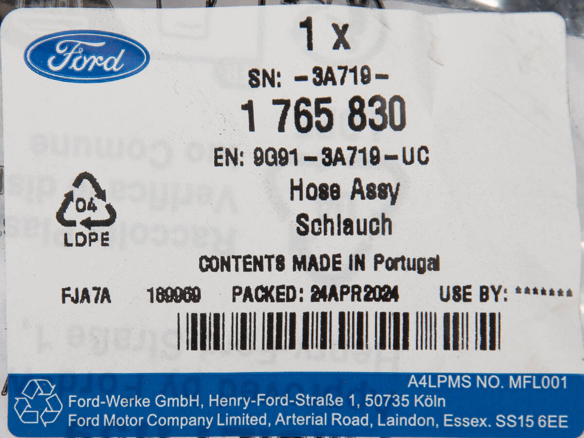 PRZEWÓD UKŁADU KLIMATYZACJI MONDEO 10- S-MAX / GALAXY 10- 2,0L COMMON RAIL DIESEL _ 1765830 _ 9G91-3A719-UC _ GTU_07