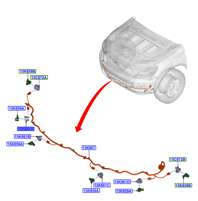 KOSZYK PRAWY CZUJNIKA PARKOWANIA PRZÓD RANGER 19- _ 2372455 _ JB3T-15A862-BAPRAA