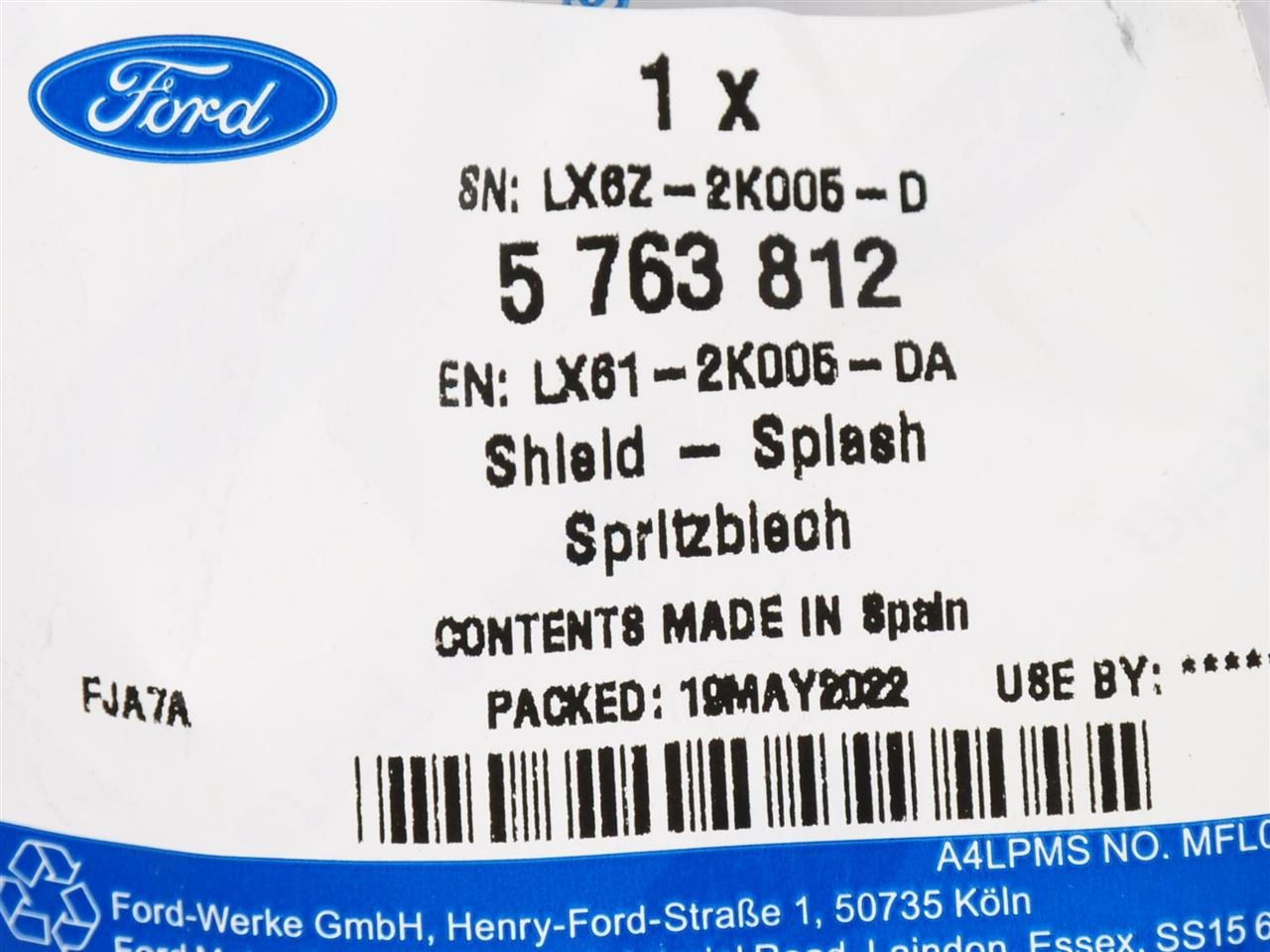 TARCZA KOTWICZNA PRZÓD LEWA KUGA 20- ESCAPE 20- _ 5763812 _ LX61-2K005-DA _ LX6Z-2K005-D