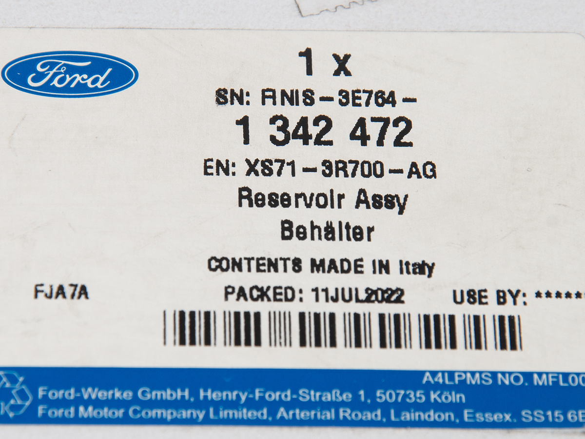 ZBIORNIK PŁYNU WSPOMAGANIA MONDEO 00-07 FORD OE _ 1342472 _ XS71-3R700-AG