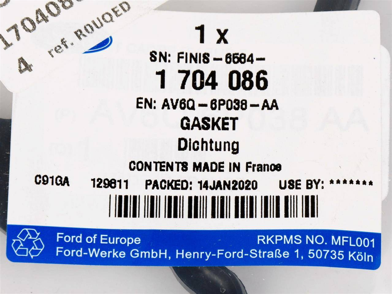 USZCZELKA POKRYWY ZAWORÓW FORD 1,4/1,5/1,6 DIESEL _ 1704086 _ AV6Q-6P038-AA