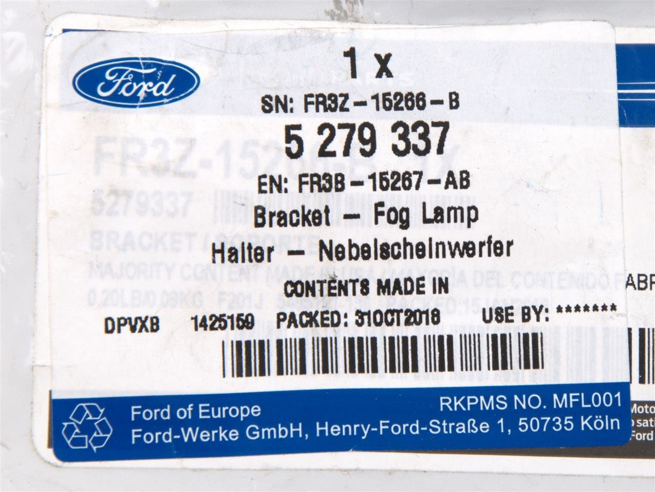 UCHWYT HALOGENU LEWY PRZÓD MUSTANG 2015-2017 _ 5279337 _ FR3B-15267-AB _ FR3Z-15266-B