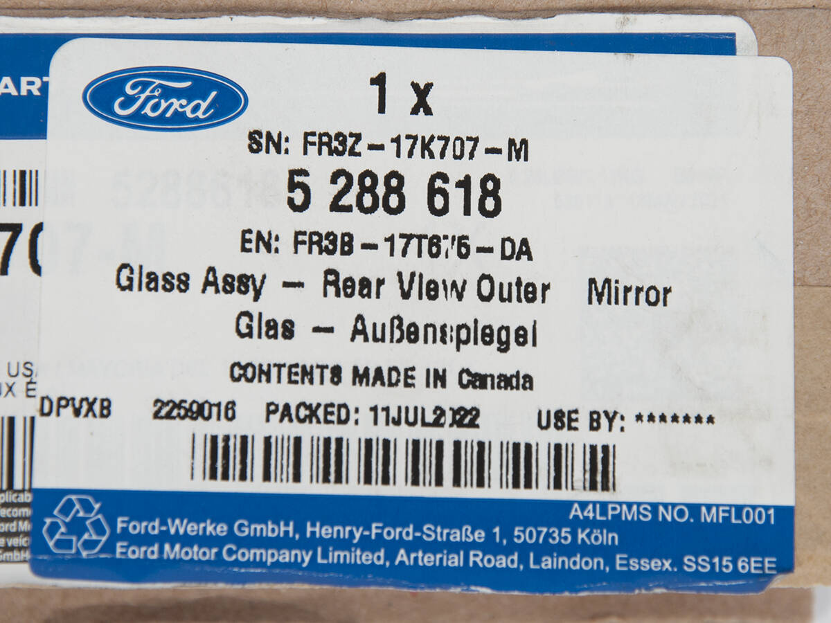 WKŁAD LEWY LUSTERKA MUSTANG 15- 17- LHD _ 5288618 _ FR3B-17T675-DA _ FR3Z-17K707-M