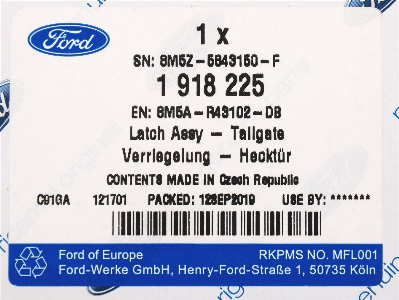 ZAMEK KLAPY TYLNEJ TRANSIT CONNECT 13- CUSTOM 12- _ 1918225 _ 8M5A-R43102-DB _ 8M5Z-5843150-F