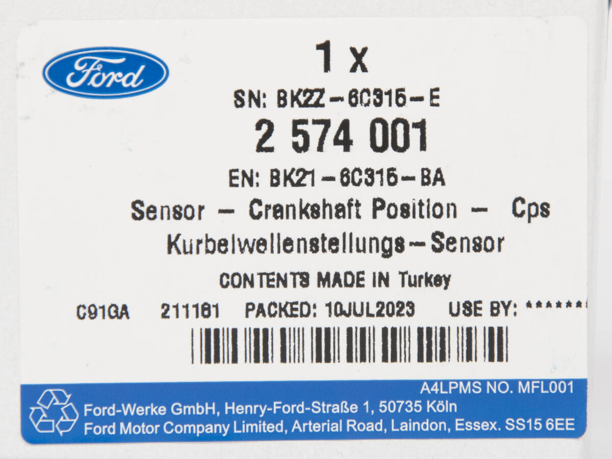 CZUJNIK POŁOŻENIA WAŁU KORBOWEGO TRANSIT 2.2 TDCI _ 2574001 _ BK21-6C315-BA
