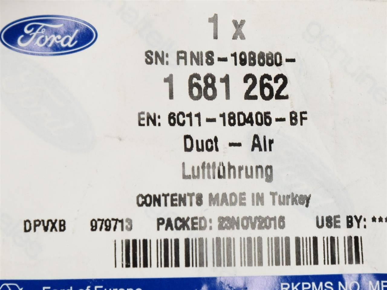 KANAŁ WENTYLACYJNY POWIETRZA TRANSIT 06-14 FORD OE_ 1681262 _ 6C11-18D405-BF