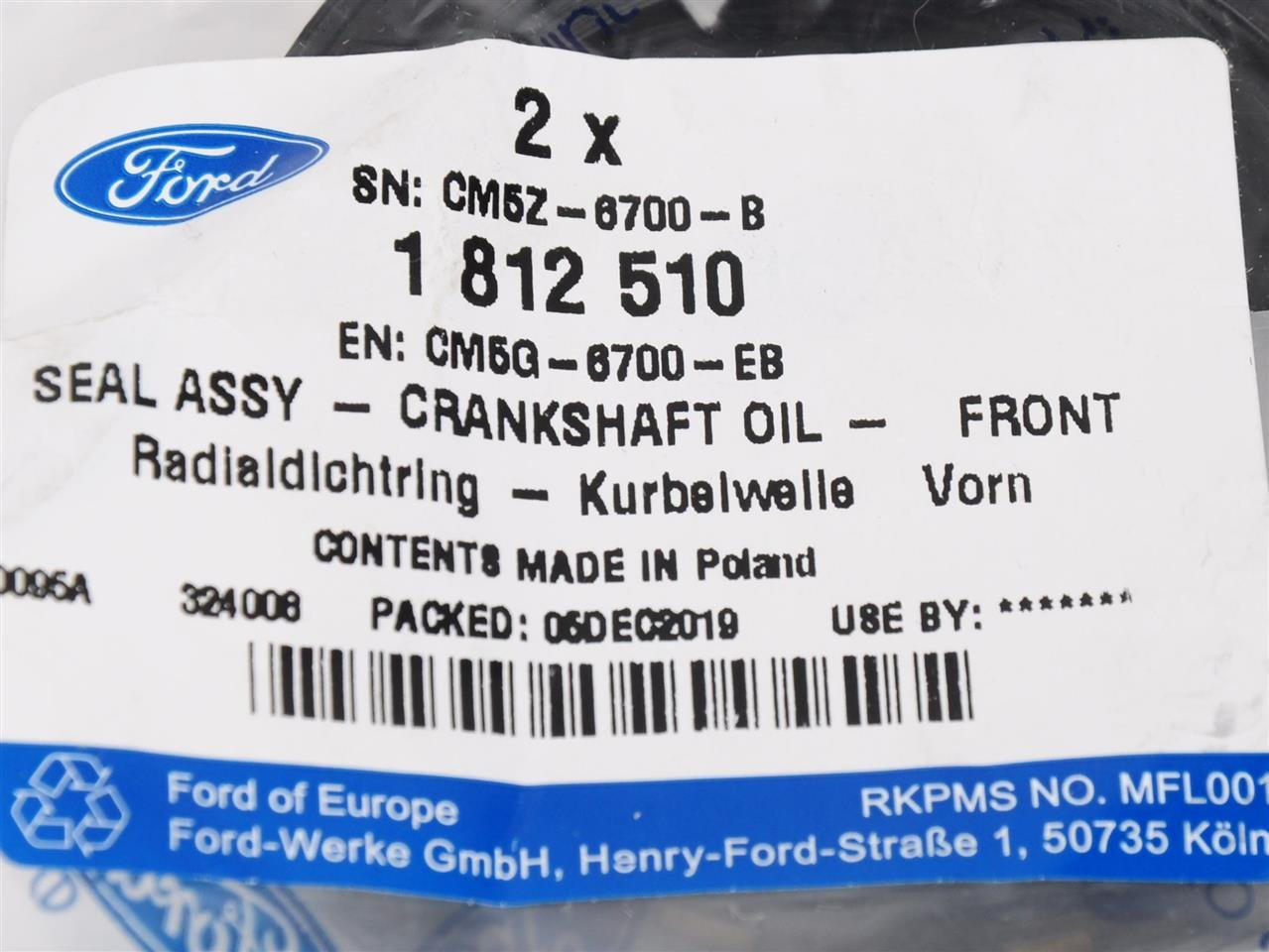 USZCZELNIACZ WAŁU KORBOWEGO PRZÓD 1.0 ECOBOOST _ 1812510 _ CM5G-6700-EB _ CM5Z-6700-B