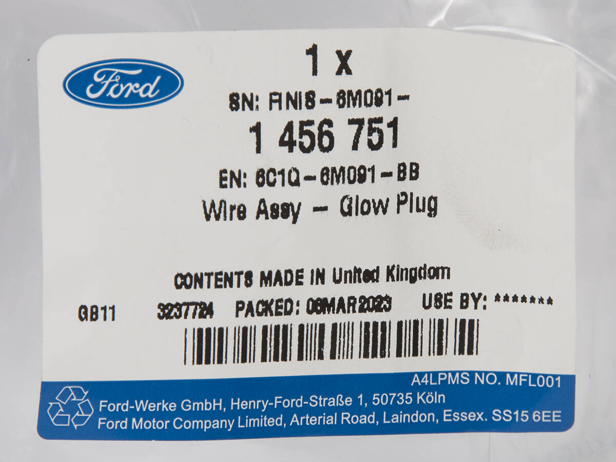 WIĄZKA ŚWIEC ŻAROWYCH TRANSIT 06-14 / 2.4L DURATORQ-DI _ 1456751 _ 6C1Q-6M091-BB