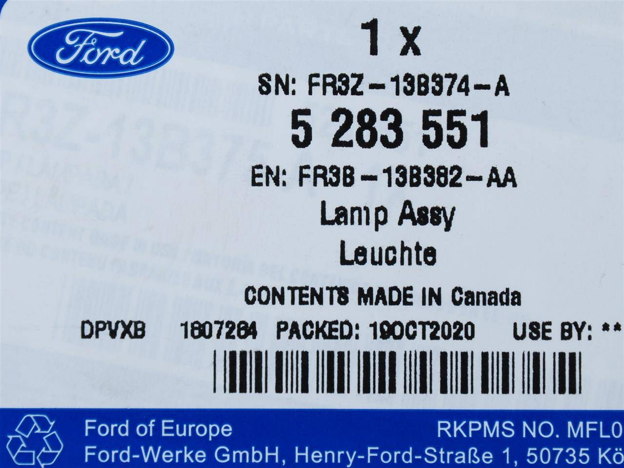 KIERUNKOWSKAZ LUSTERKA LEWY MUSTANG 2015-17- / 17- _ 5283551 _ FR3B-13B382-AA _ FR3Z-13B374-A