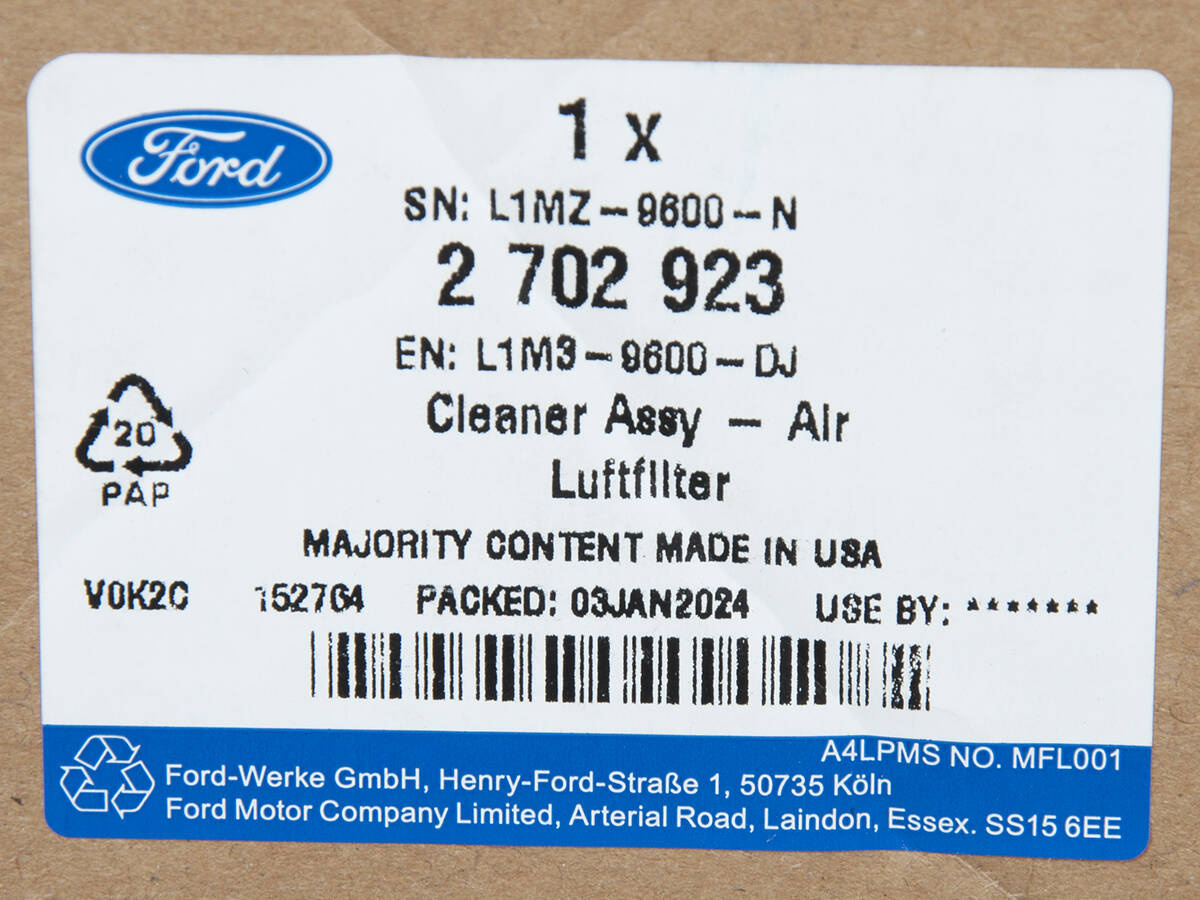 OBUDOWA FILTRA POWIETRZA EXPLORER 20- 3,0 GTDI _ 2702923 _ L1M3-9600-DJ _ L1MZ-9600-N