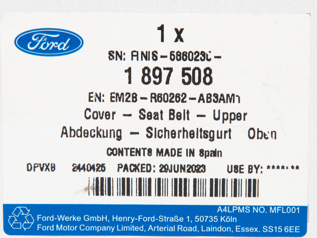 ZAŚLEPKA PASA S-MAX/GALAXY 15- MARBLE _ 1897508 _ EM2B-R60262-AB3AM1 _ GTU_07