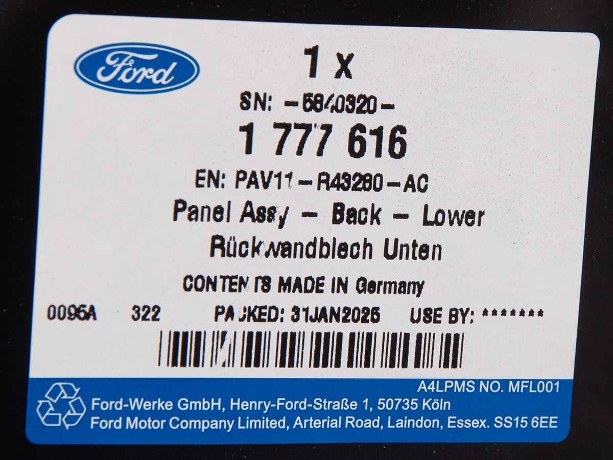 PAS TYLNY WEWNĘTRZNY B-MAX 12- FORD OE _ 1777616 _ PAV11-R43280-AC