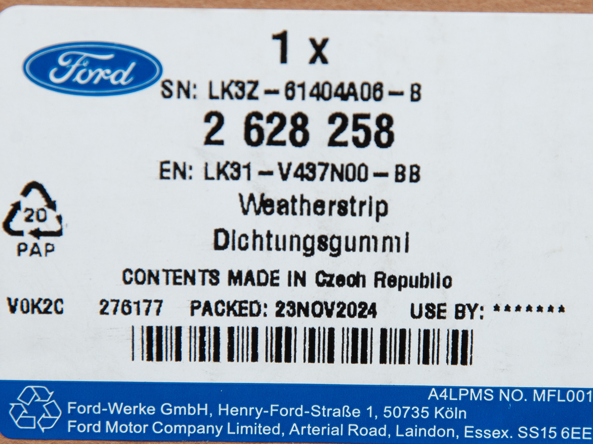 USZCZELKA OŚCIEŻNICY DRZWI TYŁ FORD TRANSIT 19-