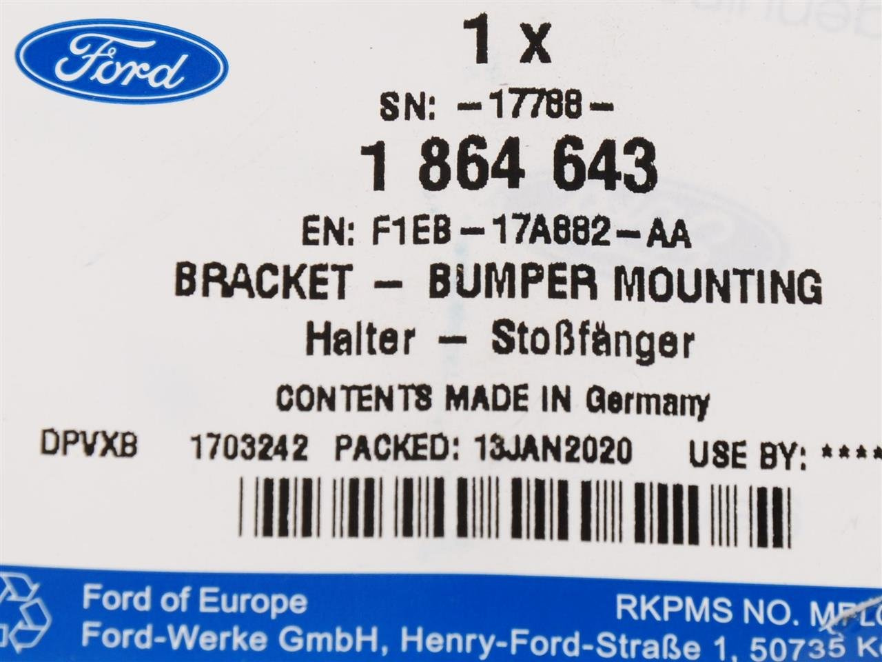 ŚLIZG LEWY ZDERZAKA TYŁ FOCUS 2014- 5D HATCHBACK _ 1864643 _ F1EB-17A882-AA _ F1EZ-17788-A